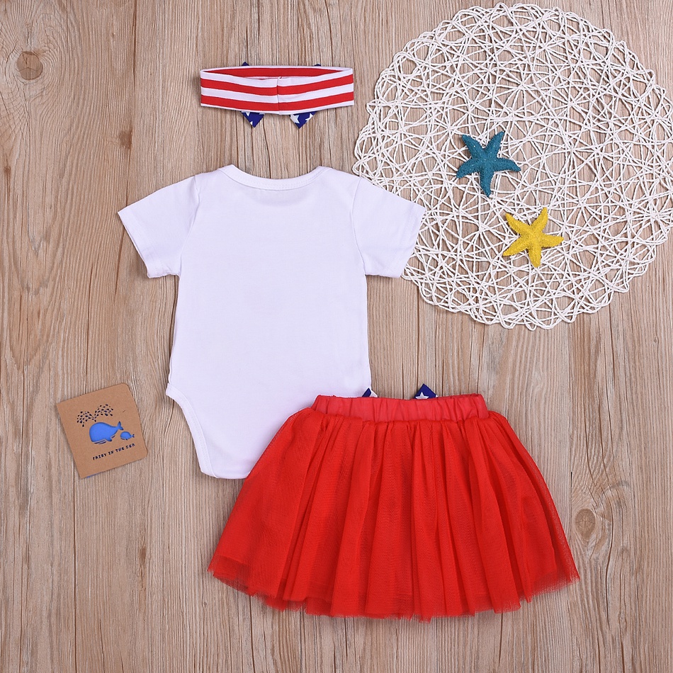 3-piece Baby Independence Day Bodysuit, Tutu Skirt and Headband Set